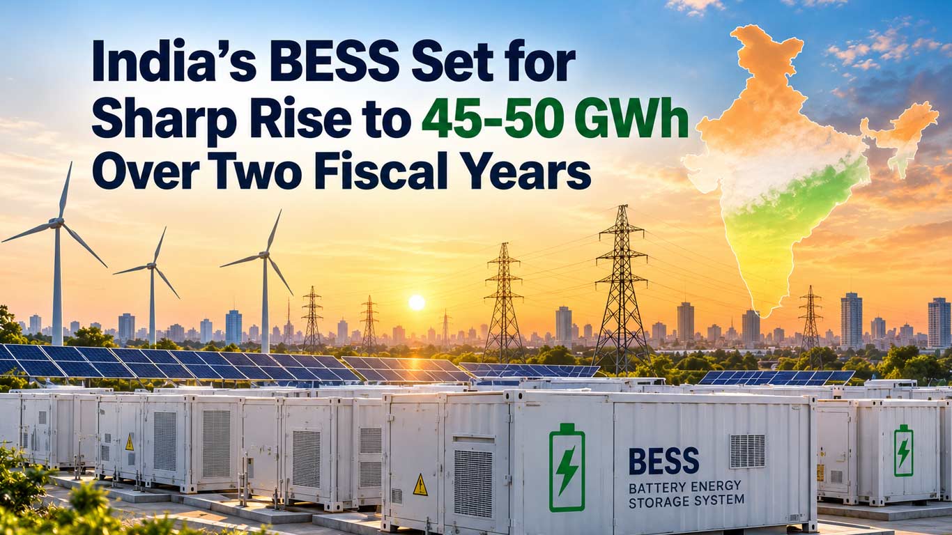 India’s BESS Set for Sharp Rise to 45-50 GWh Over Two Fiscal Years: Crisil