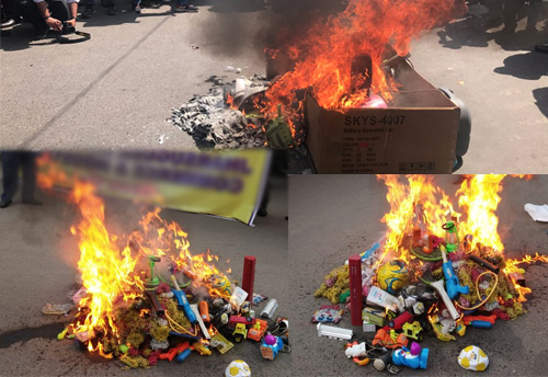 Trade associations all over the country burn Holi of Chinese goods