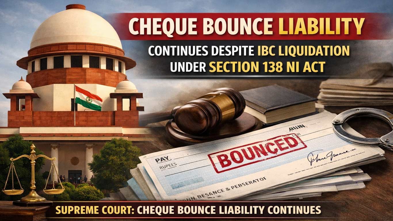 Cheque Bounce Liability Continues Despite IBC Liquidation Under Section 138 NI Act: Supreme Court