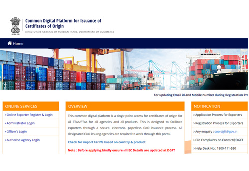 Agencies are required to issue online preferential CoO for exports to Nepal under SAFTA and SAPTA from Dec 18