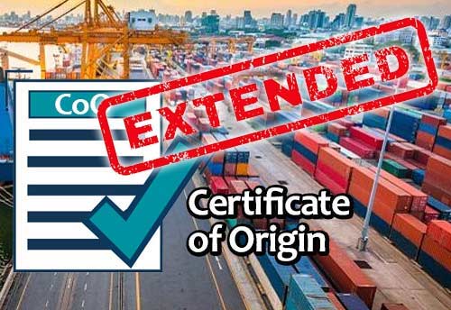 Date of mandatory filing of Non-Preferential CoO extended to 31 March 2022