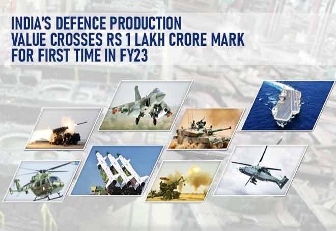 India’s defence production value crosses Rs 1 lakh crore mark for first time in FY23