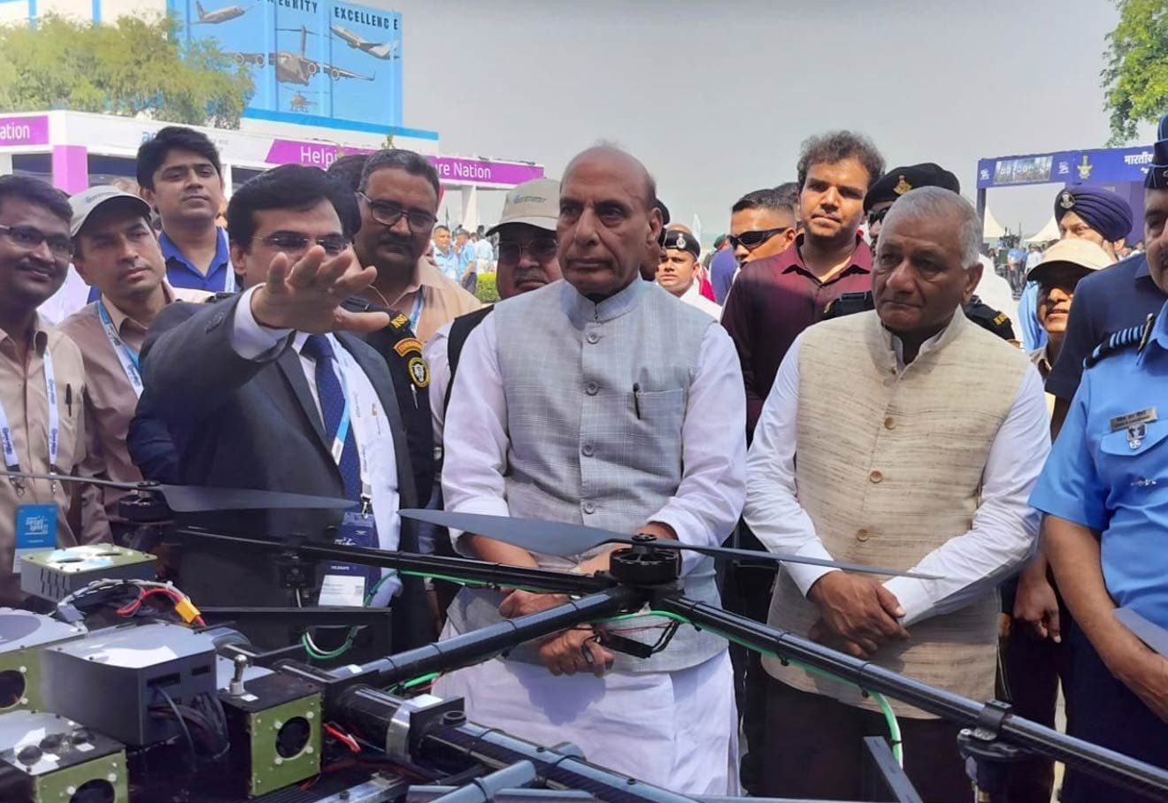 Two-Day Bharat Drone Shakti 2023 Exhibition Begins At Hindon Airbase In Ghaziabad