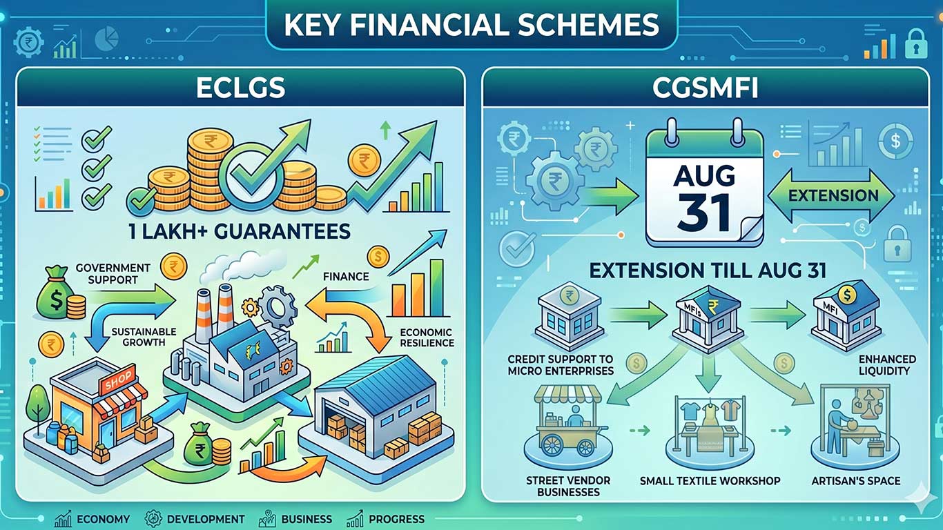 ECLGS 5.0 Crosses 1 Lakh Guarantees; CGSMFI-2.0 Extended Till Aug 31: Govt