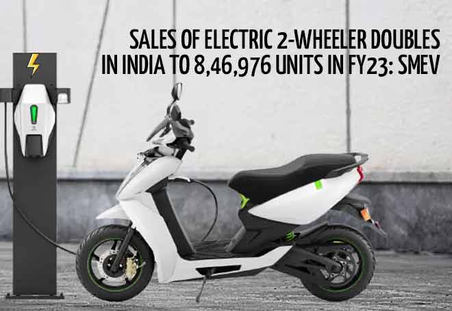 Sales of electric 2-wheeler doubles in India to 8,46,976 units in FY23: SMEV