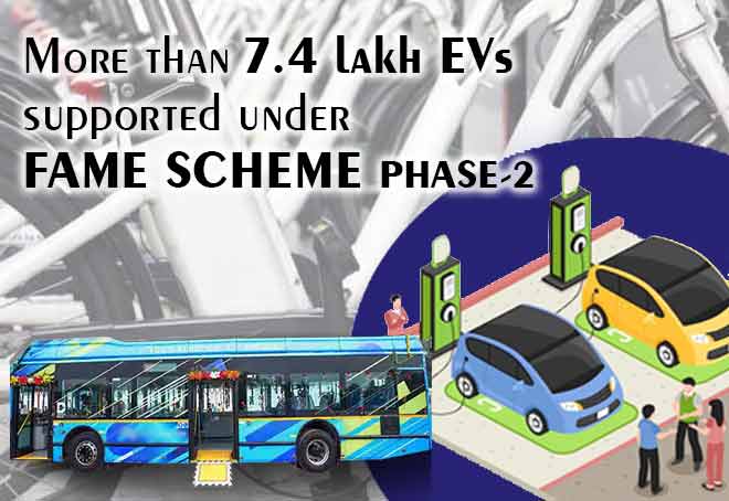 More than 7.4 lakh EVs supported under FAME Scheme phase-2