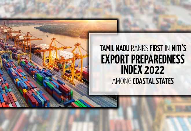 Tamil Nadu ranks first in NITI’s Export Preparedness Index 2022 among coastal states