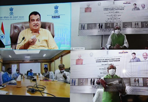 Gadkari launches Khadi fabric footwear