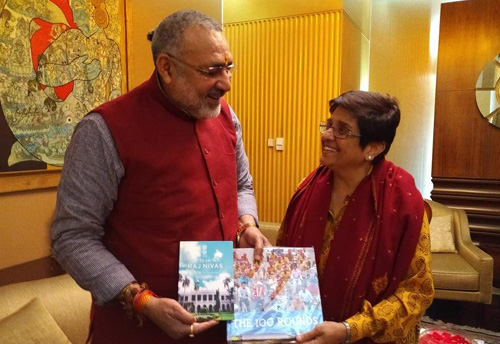 Kiran Bedi meets Giriraj Singh; urges exploring possibilities of promoting MSMEs in Puducherry