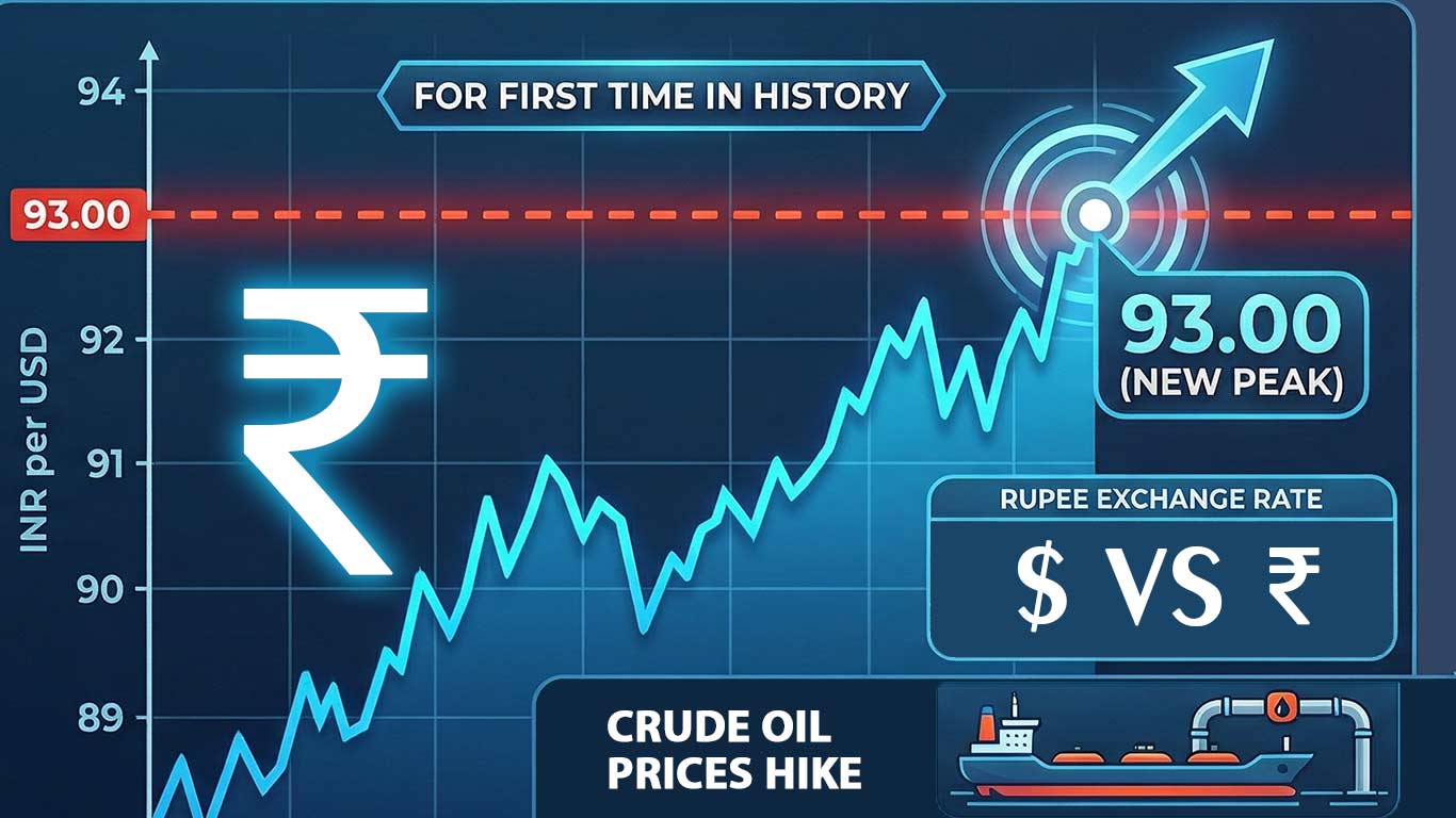 Rupee Breaches 93 Mark For First Time As Crude Prices Spike