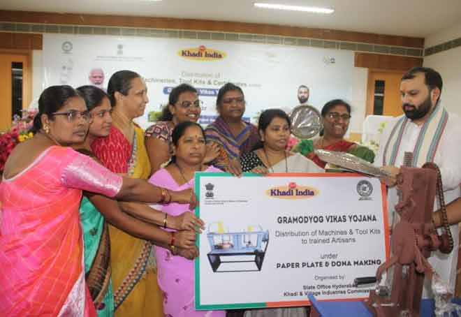 KVIC distributes tools to 300 trained artisans of Telangana from different industries