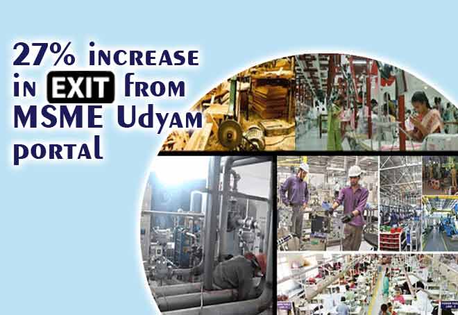 27% increase in exits from MSME Udyam portal