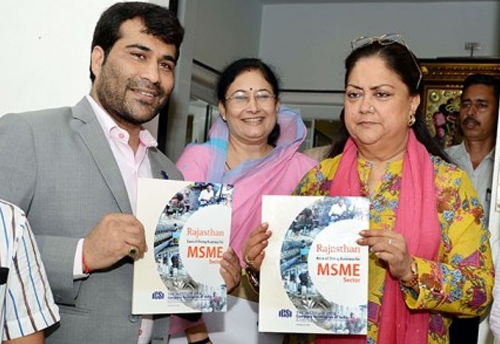 ICSI presents a book on MSME sector to Vasundhara Raje