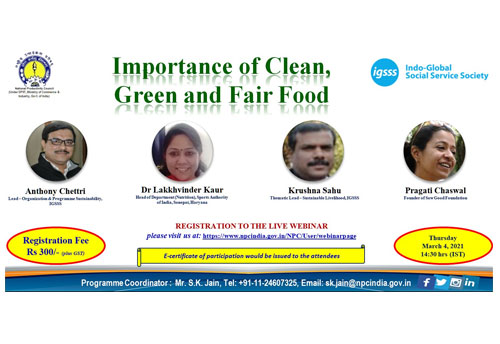 Virtual meet on Clean, Green & Fair Food on 4th Mar
