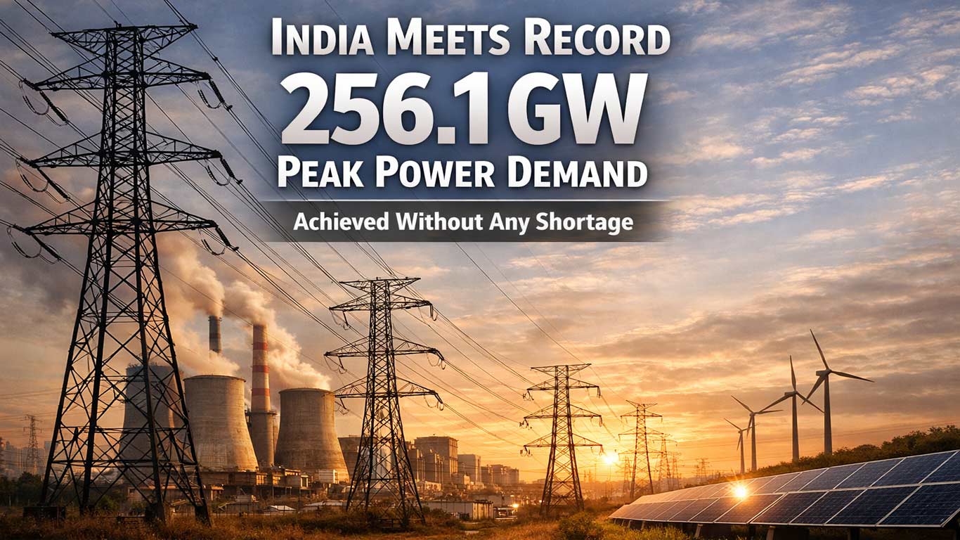 India Meets Record 256.1 GW Peak Power Demand Without Shortage