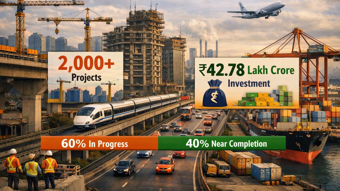 Nearly 2,000 Infra Projects Worth Rs 42.78 Lakh Crore Underway; 40% Near Completion: Govt