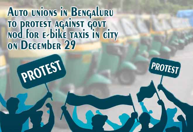 Auto unions in Bengaluru to protest against govt nod for e-bike taxis in city on Dec 29