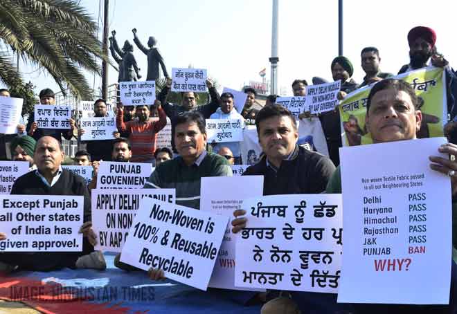 Punjab Technical Textiles producers protest against ban on non-woven fabric