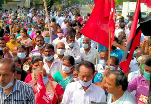 NTC workers take to streets against closed mills in Coimbatore