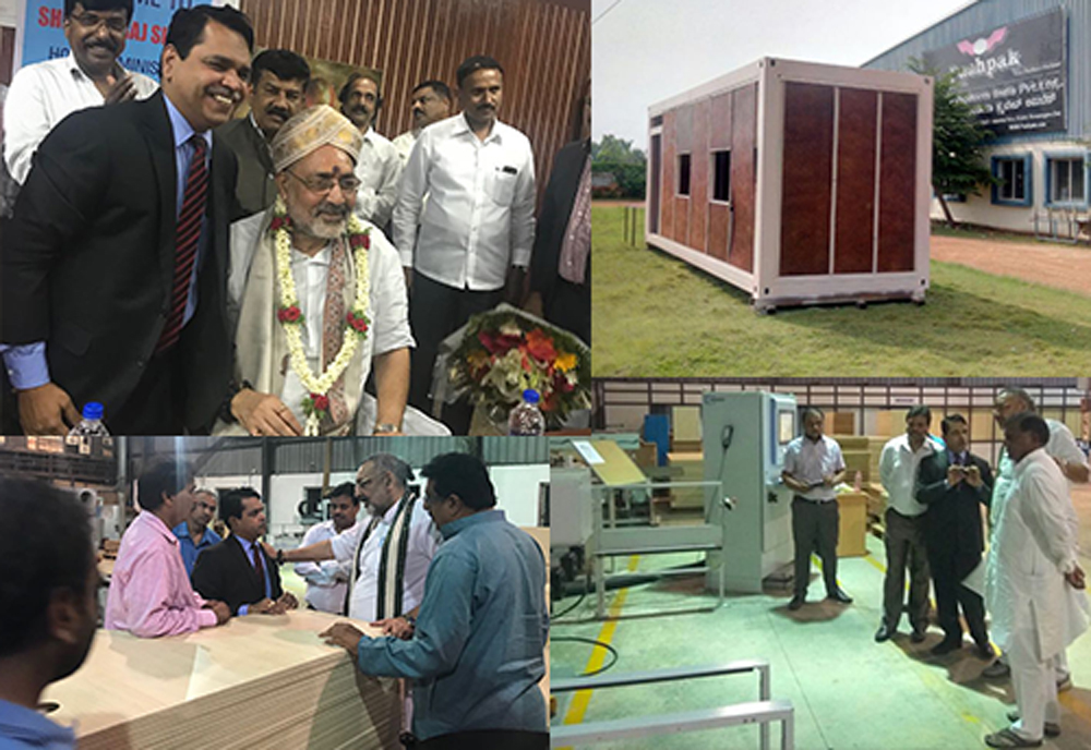 Giriraj Singh visits B’luru based Pushpak Products; hails entrepreneur for manufacturing products by substituting wood