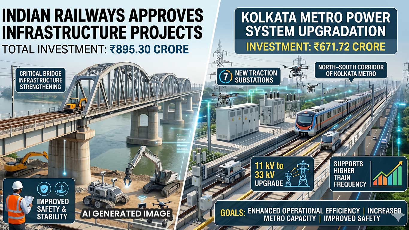 Indian Railways Approves Rs 895 Crore Projects for Metro Power Upgrade and Bridge Modernisation
