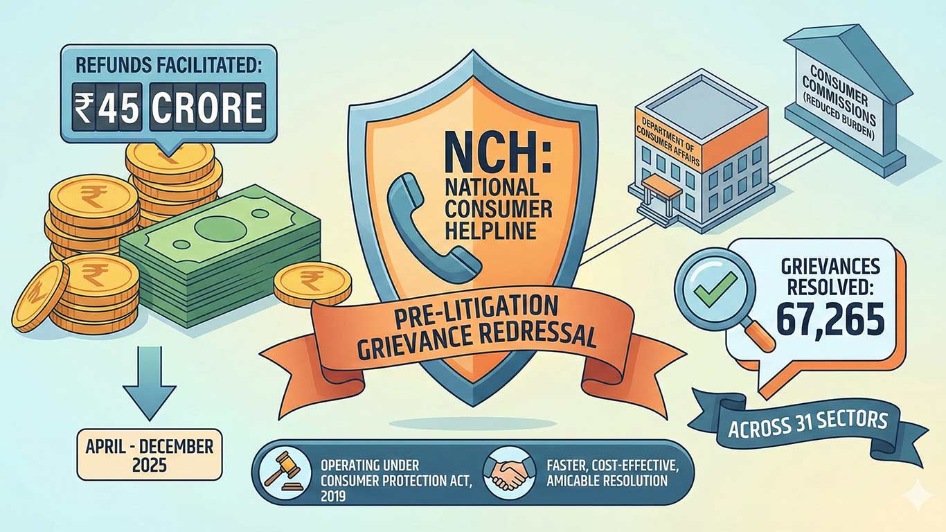 NCH Facilitates Rs 45 Cr In Refunds, Resolves Over 67,000 Grievances In 8 Months: Govt