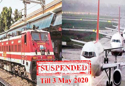 Railways, Airlines suspend services till May 3 for passengers