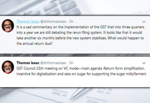 Sad commentary on GST implementation, 3 quarters into a year we are still debating return filing system: Kerala FM
