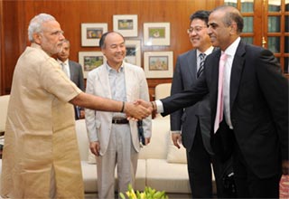 Top Officials from Soft Bank Corporation, Bharti Enterprises and Japan Bank for International Cooperation call on PM